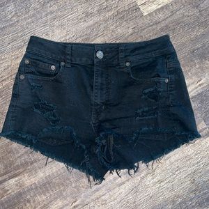 Distressed high rise shorts
